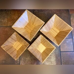 PAMPERED CHEF Square Bamboo Nesting Bowls - Two sets NWOT